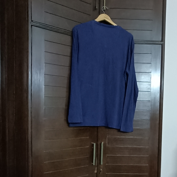 Autograph Navy Blue Pure Cotton Fullsleeve Men's T- Shirt - Picture 2 of 8